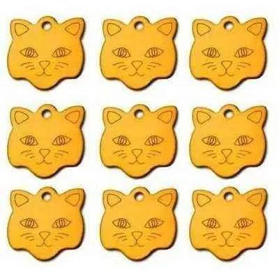 Engraved Cat Face ID Tag - Personalised Aluminium Pet Name Plate - Finnigan's Play Pen