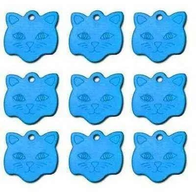 Engraved Cat Face ID Tag - Personalised Aluminium Pet Name Plate - Finnigan's Play Pen