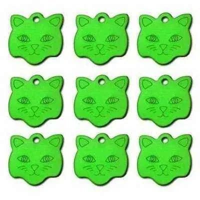 Engraved Cat Face ID Tag - Personalised Aluminium Pet Name Plate - Finnigan's Play Pen