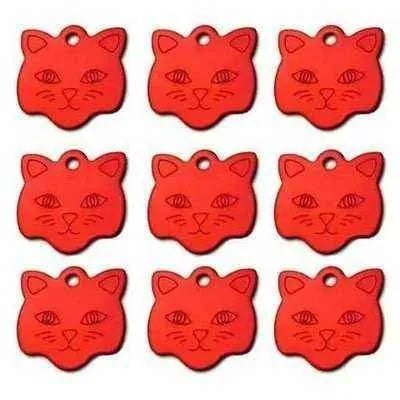 Engraved Cat Face ID Tag - Personalised Aluminium Pet Name Plate - Finnigan's Play Pen