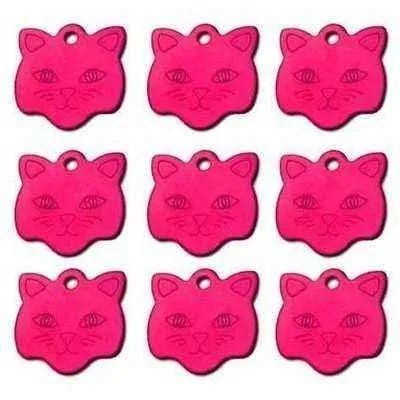 Engraved Cat Face ID Tag - Personalised Aluminium Pet Name Plate - Finnigan's Play Pen