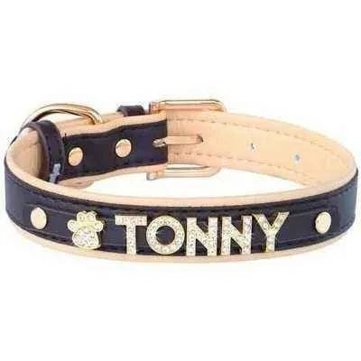 Luxury Rhinestone Pet Collar with Letter Charm - Finnigan's Play Pen