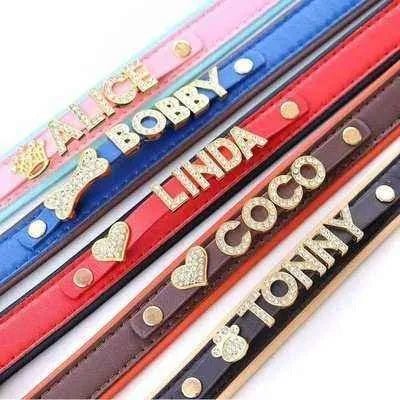 Luxury Rhinestone Pet Collar with Letter Charm - Finnigan's Play Pen