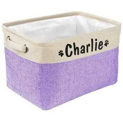 Personalised Pet Toy Storage Basket by Luxurious Paws Commissioned Canine Cache - Finnigan's Play Pen