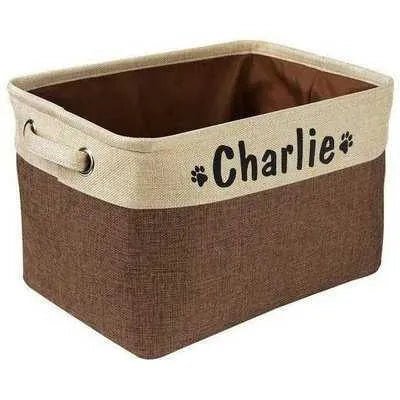 Personalised Pet Toy Storage Basket by Luxurious Paws Commissioned Canine Cache - Finnigan's Play Pen