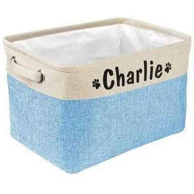 Personalised Pet Toy Storage Basket by Luxurious Paws Commissioned Canine Cache