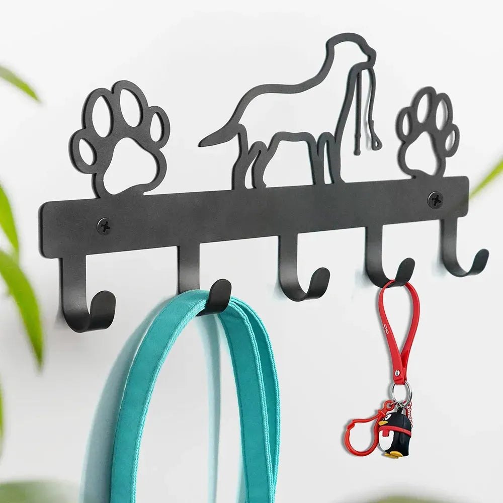 Wall-Mounted Hanger For Dogs Cats Black Metal Dog Clothes Leash Hangers Key Holder Rangement Hooks Hangers Storage Pet Supplier