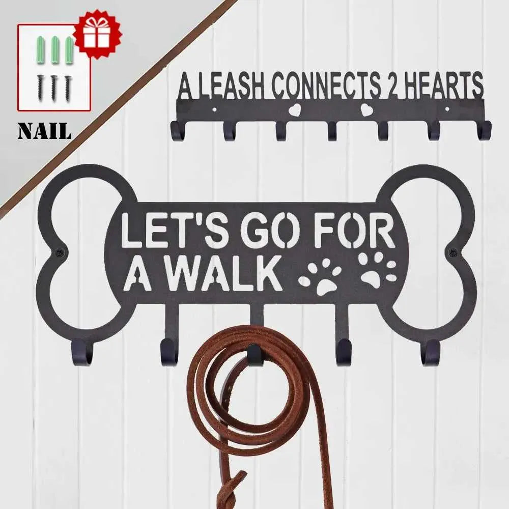 Metal Pet Dog Leash Hanger Hook Dog Leash Wall Rack Holder with Free Nail Hang on Leather Nylon Leash Key Pet Accessories