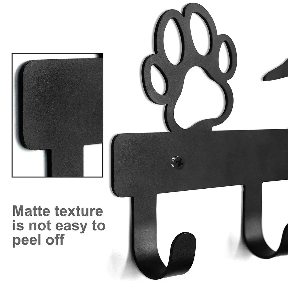 Wall-Mounted Hanger For Dogs Cats Black Metal Dog Clothes Leash Hangers Key Holder Rangement Hooks Hangers Storage Pet Supplier