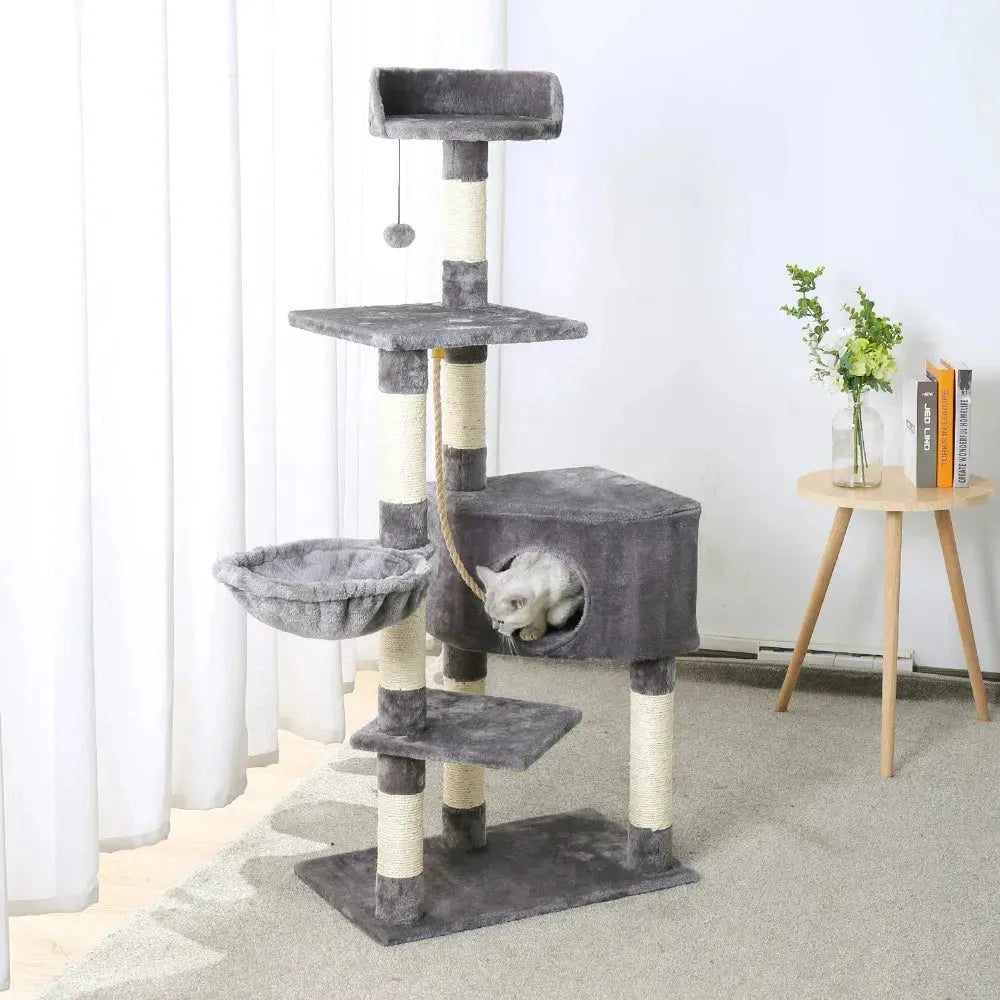 Cat Tree Cat Tower with Scratching Posts and Plush Condo Cat Furniture for Small Spaces Multi-Level Stand House Activity Tower