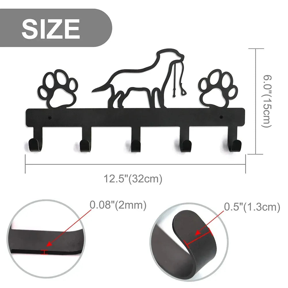 Wall-Mounted Hanger For Dogs Cats Black Metal Dog Clothes Leash Hangers Key Holder Rangement Hooks Hangers Storage Pet Supplier