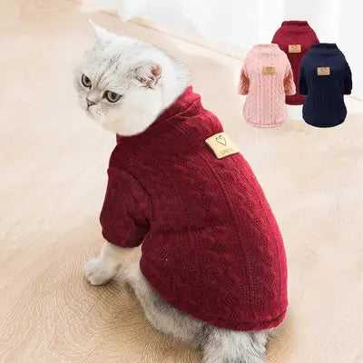 Cute Cat Clothes Coat Classical Puppy Cats Knit Sweater T-shirt Autumn Winter Pet Clothing For Small Medium Dogs Cats Pink