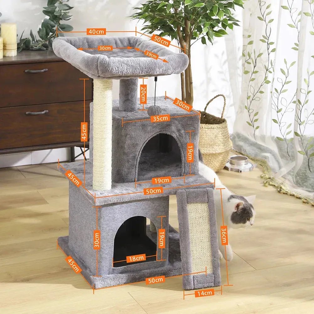 Cat Tree Cat Tower with Scratching Posts and Plush Condo Cat Furniture for Small Spaces Multi-Level Stand House Activity Tower