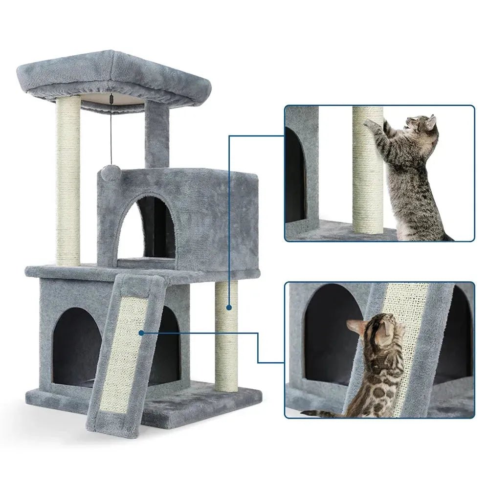 Cat Tree Cat Tower with Scratching Posts and Plush Condo Cat Furniture for Small Spaces Multi-Level Stand House Activity Tower