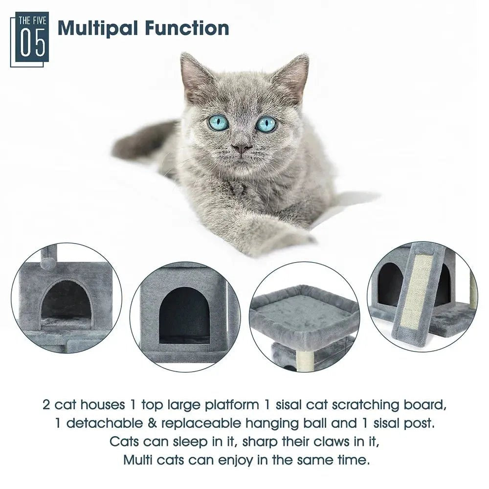 Cat Tree Cat Tower with Scratching Posts and Plush Condo Cat Furniture for Small Spaces Multi-Level Stand House Activity Tower