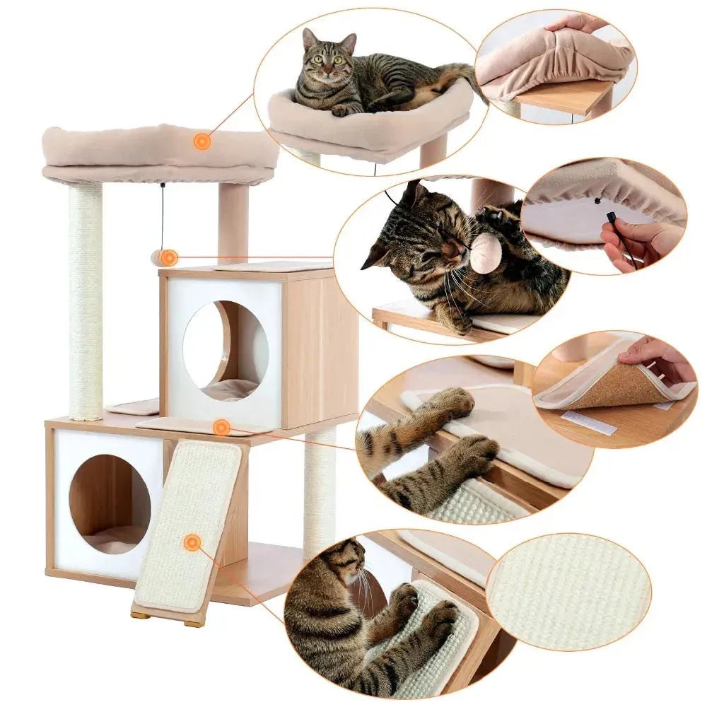 Cat Tree Cat Tower with Scratching Posts and Plush Condo Cat Furniture for Small Spaces Multi-Level Stand House Activity Tower