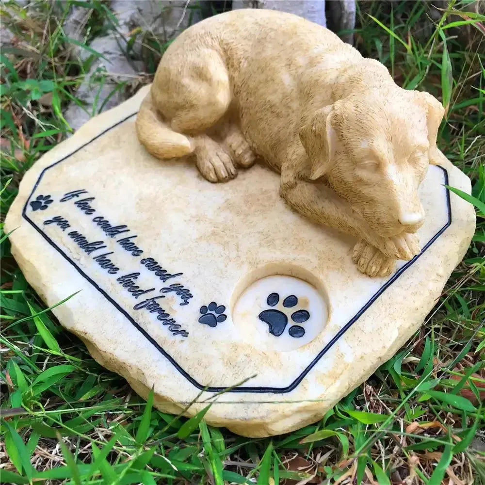 Personalized Pet Memorial Stones Garden Stones Dog Memorial Stones with A Sleeping Dog On The Top JSYS