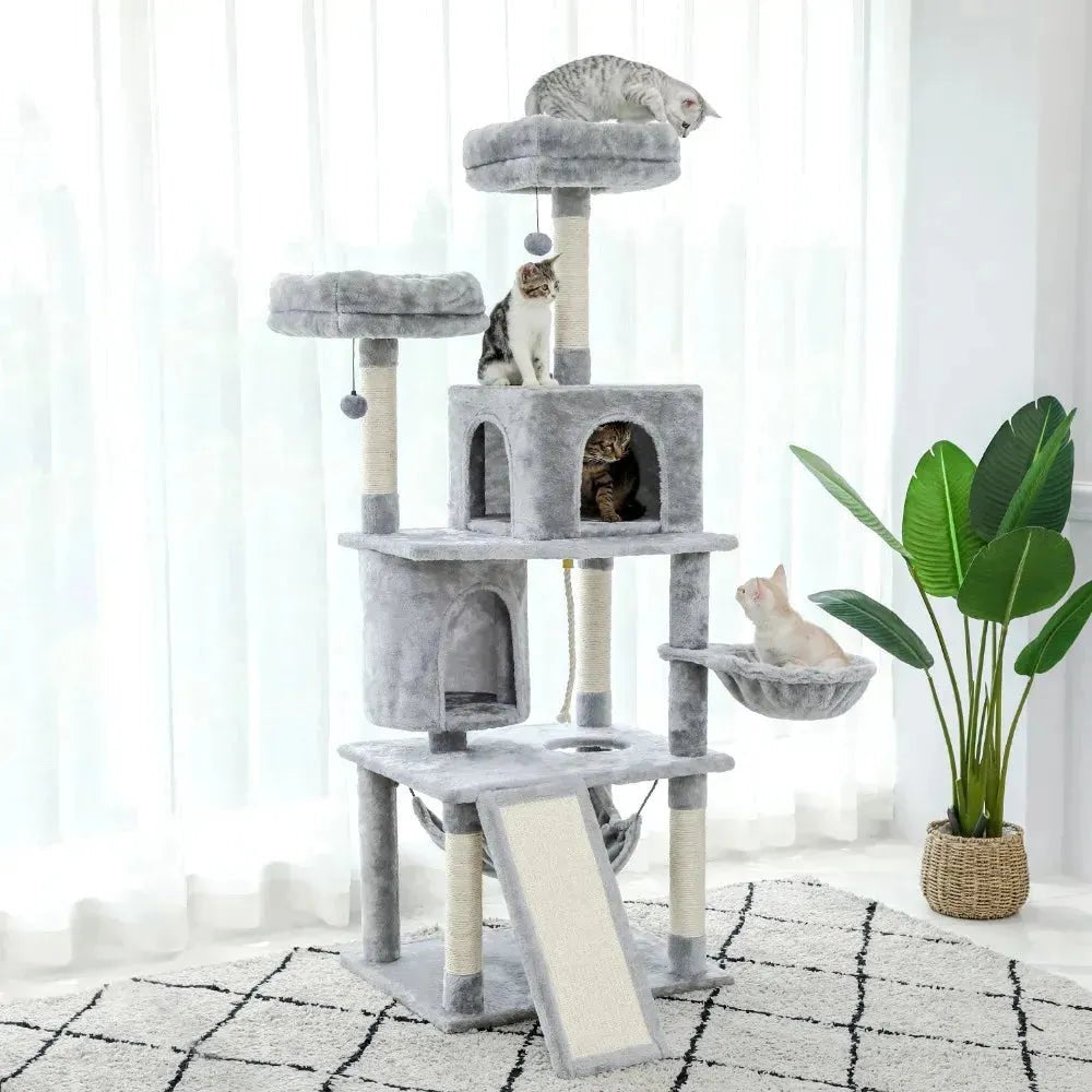 Cat Tree Cat Tower with Scratching Posts and Plush Condo Cat Furniture for Small Spaces Multi-Level Stand House Activity Tower