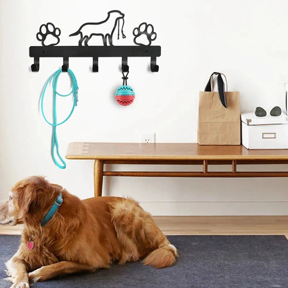 Wall-Mounted Hanger For Dogs Cats Black Metal Dog Clothes Leash Hangers Key Holder Rangement Hooks Hangers Storage Pet Supplier