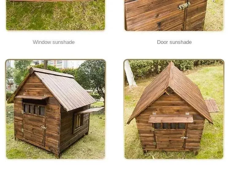 Wooden Dog House Nest Outdoor Rainproof Dog Cat Cage Modern Pet Kennels Warm Small Large Dogs Universal House H