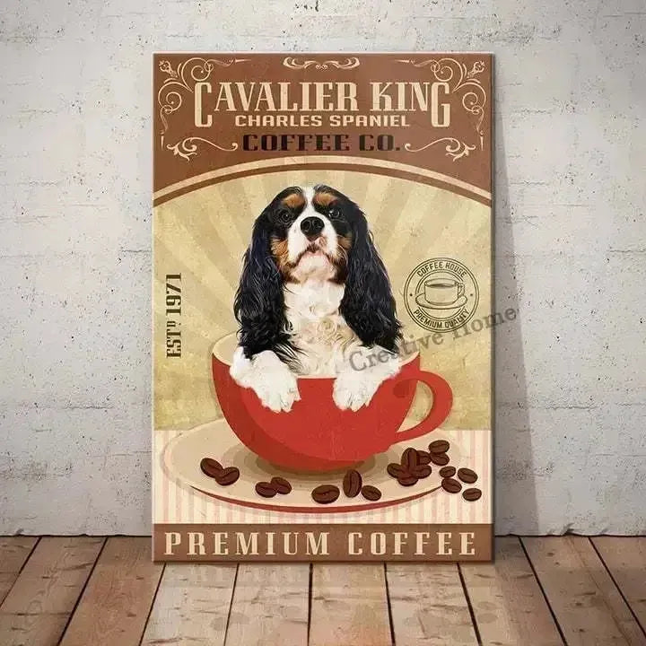 Cavalier King Charles Spaniel Dog Animal Metal Sign Tin Plaque Coffee Retro Wall Home Bar Pub Vintage Cafe Decor, 8x12 Inch