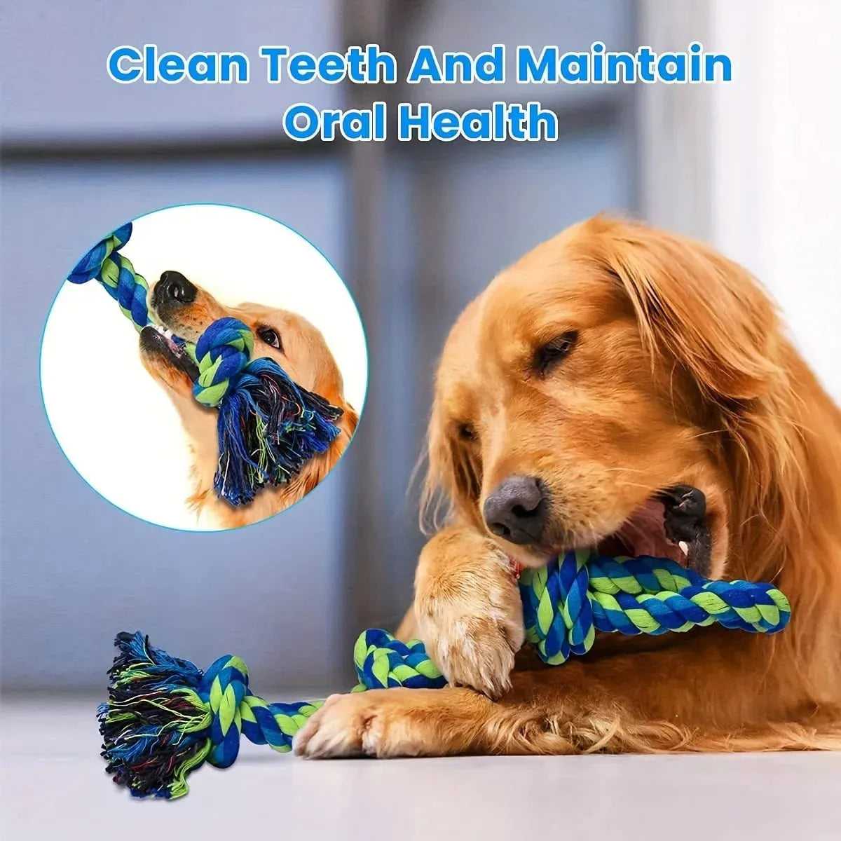 2-Pack Heavy-Duty Rope Knot Dog Toys for Large Breeds – Dental Health Chew & Interactive Tug of War Play