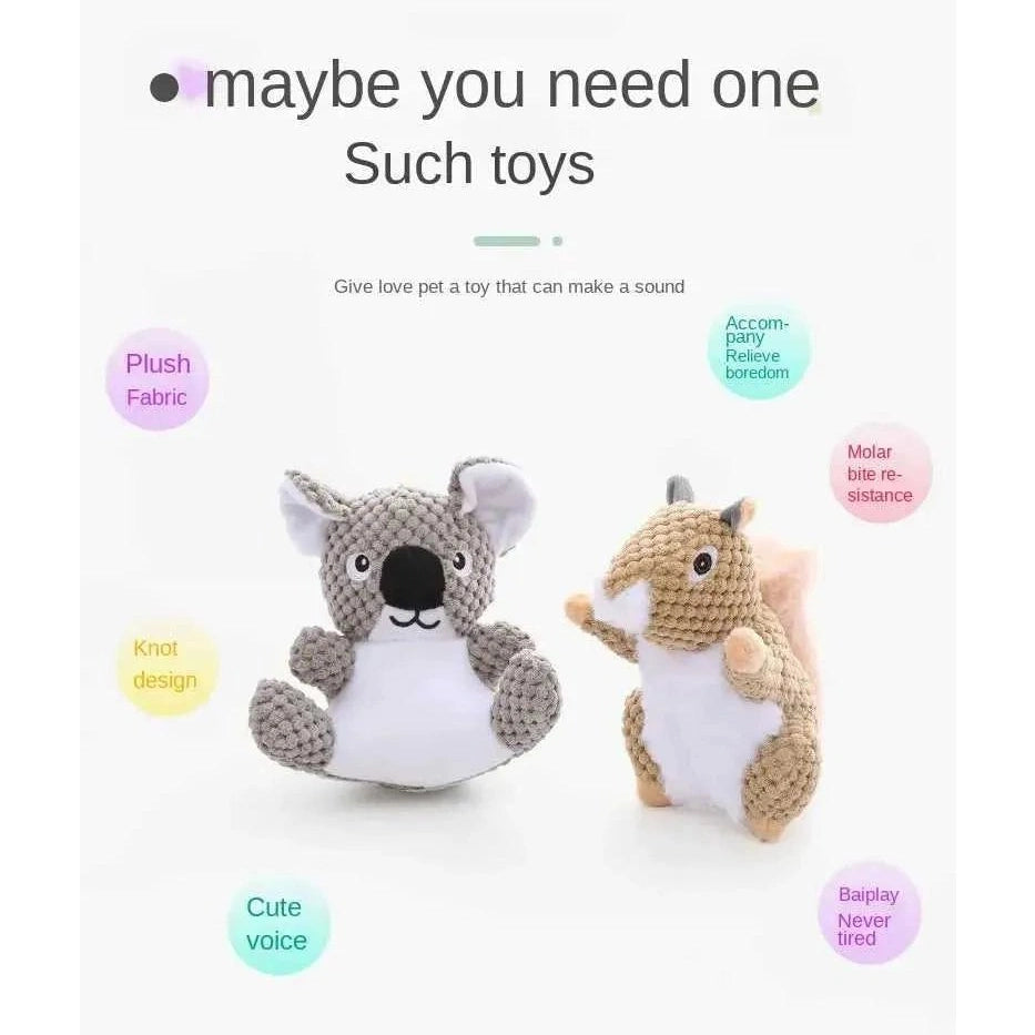 Funny Squirrel Koala Plush Dog Squeaky Toys Small Large Dogs Interactive Bite Resistant Toy Pets Accessories Supplies