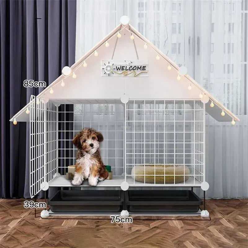 Simple Iron Living Room Dog Houses Indoor Balcony Pomeranian Teddy Dog Kennel Pet Fences Creative Home Puppy Courtyard Pet Cage