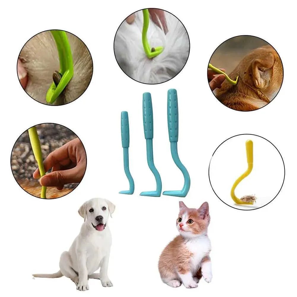 3 Pcs Tick Remover Hook Flea Remover Tweezer Tick Pull Pet Cat Dog Accessaries Ticks Removal Tools Flea Extractor Pet Supplies