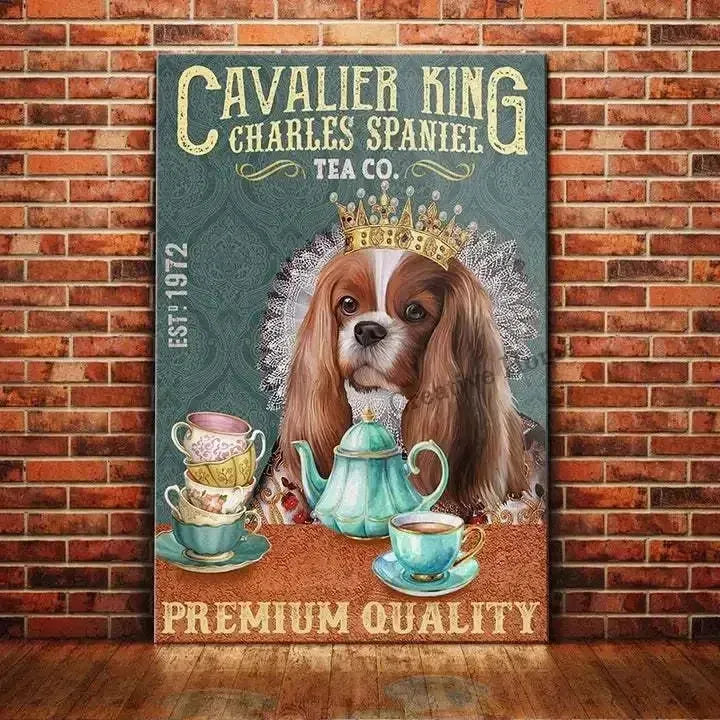 Cavalier King Charles Spaniel Dog Animal Metal Sign Tin Plaque Coffee Retro Wall Home Bar Pub Vintage Cafe Decor, 8x12 Inch