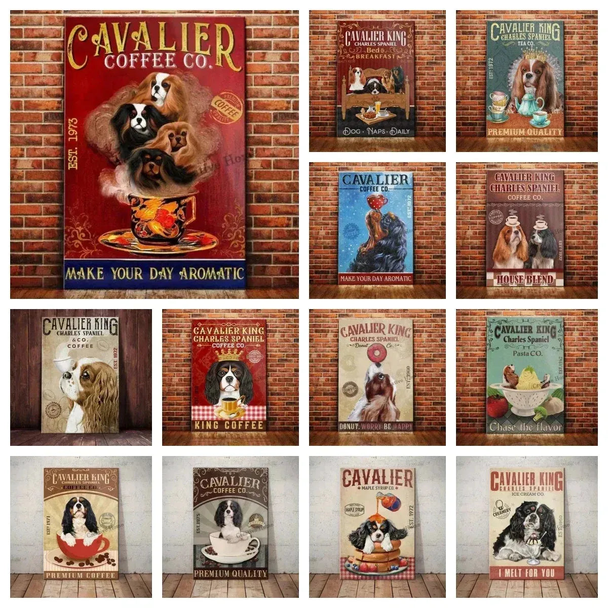 Cavalier King Charles Spaniel Dog Animal Metal Sign Tin Plaque Coffee Retro Wall Home Bar Pub Vintage Cafe Decor, 8x12 Inch