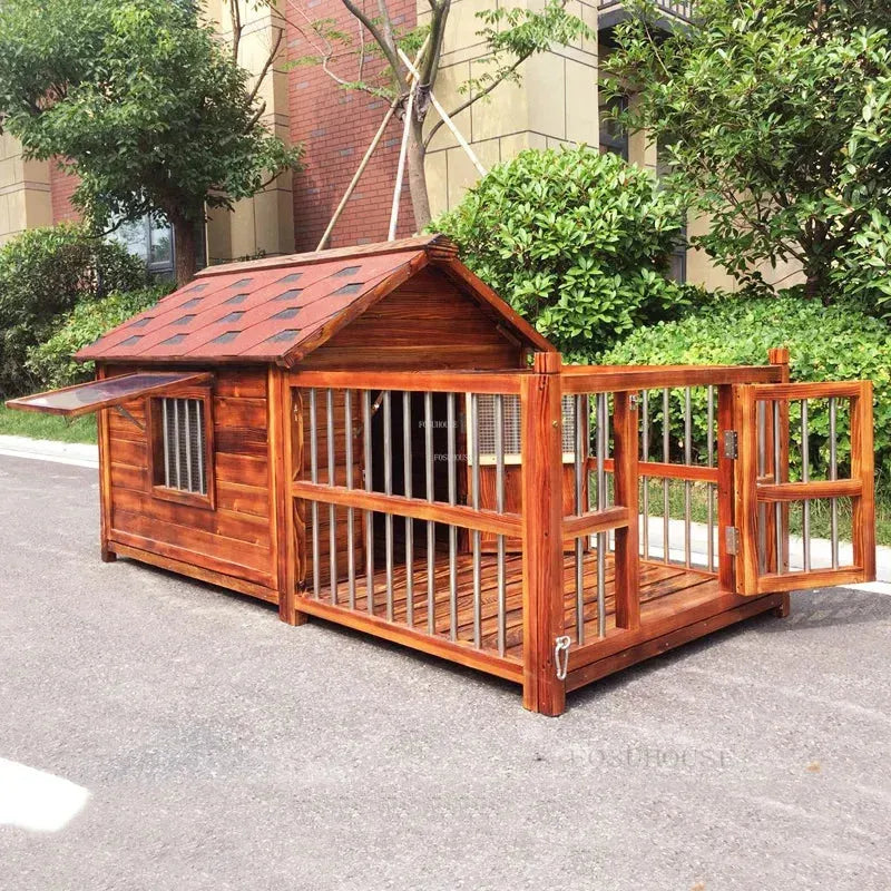 Large Dog Houses Solid Wood Outdoor Waterproof for Home Dogs Kennel Creative Breathable Pet Cage Pets Fences Villa Supplies T U