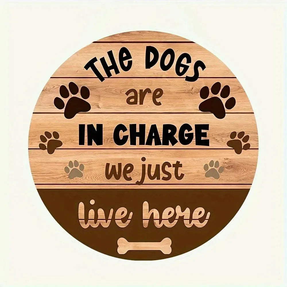 Pet Puppy Art Aesthetic Metal Round Plate Painting Vintage Wall Tin Sign Decor Custom Dog Tinplate Circle Plaque Home Decoration