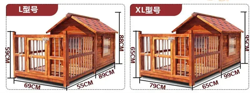 Large Dog Houses Solid Wood Outdoor Waterproof for Home Dogs Kennel Creative Breathable Pet Cage Pets Fences Villa Supplies T U