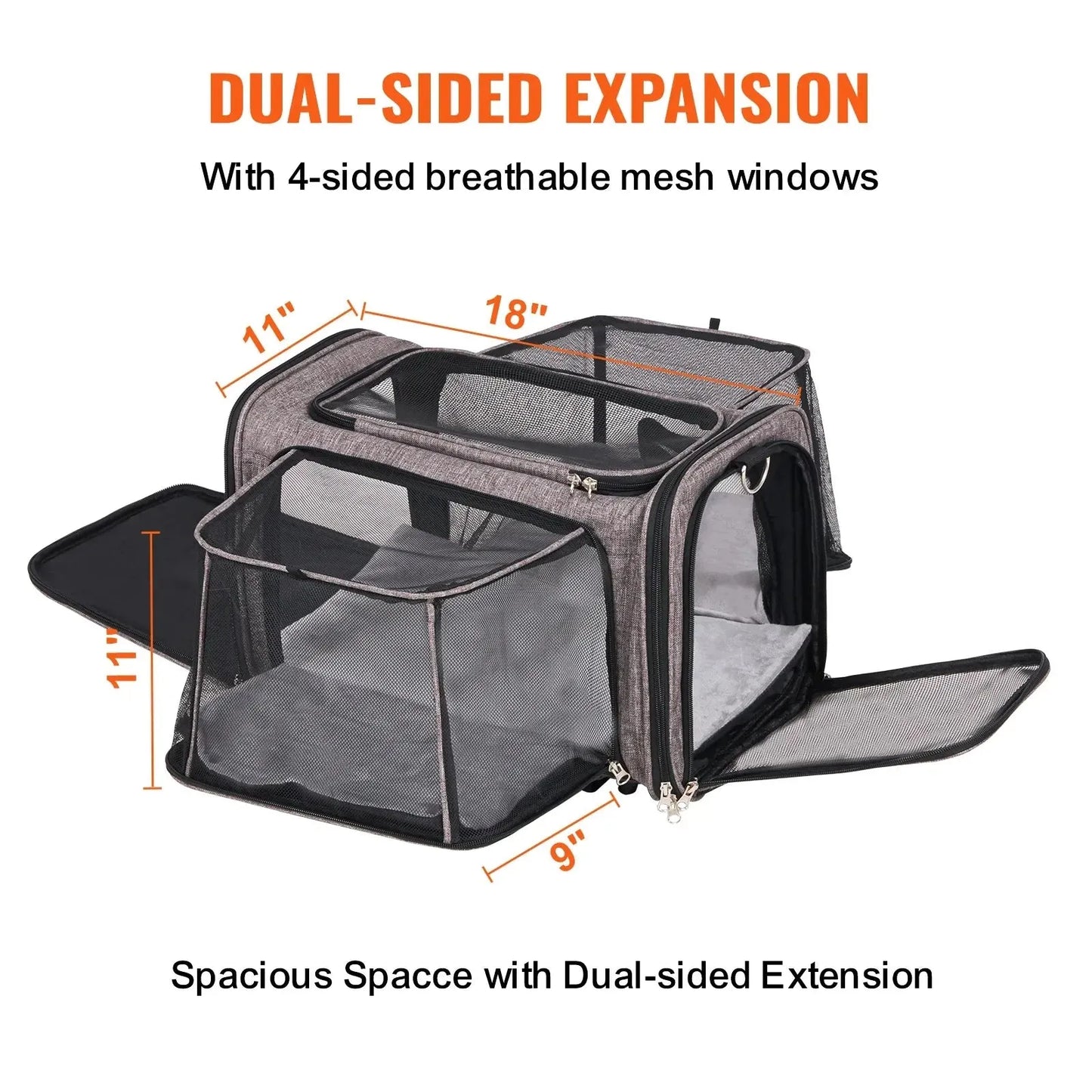 VEVOR Pet Cat Carrier Breathable Outgoing Dog Carry Backpack with Telescopic Handle Wheels and Shoulder Strap for Travel Trip