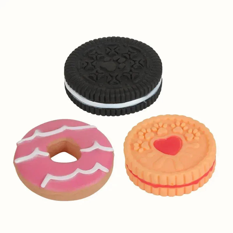 Dog Chewing Toy Simulation Biscuit Cake Anti Bite Latex Plaything Grinding Teeth Cleaning Interactive Training Toys Pet Supplies