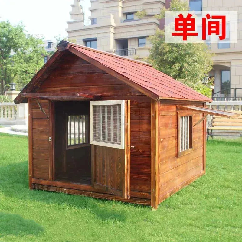 Large Dog Houses Solid Wood Outdoor Waterproof for Home Dogs Kennel Creative Breathable Pet Cage Pets Fences Villa Supplies T U