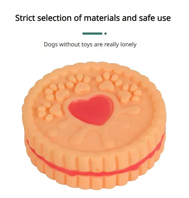 Dog Chewing Toy Simulation Biscuit Cake Anti Bite Latex Plaything Grinding Teeth Cleaning Interactive Training Toys Pet Supplies