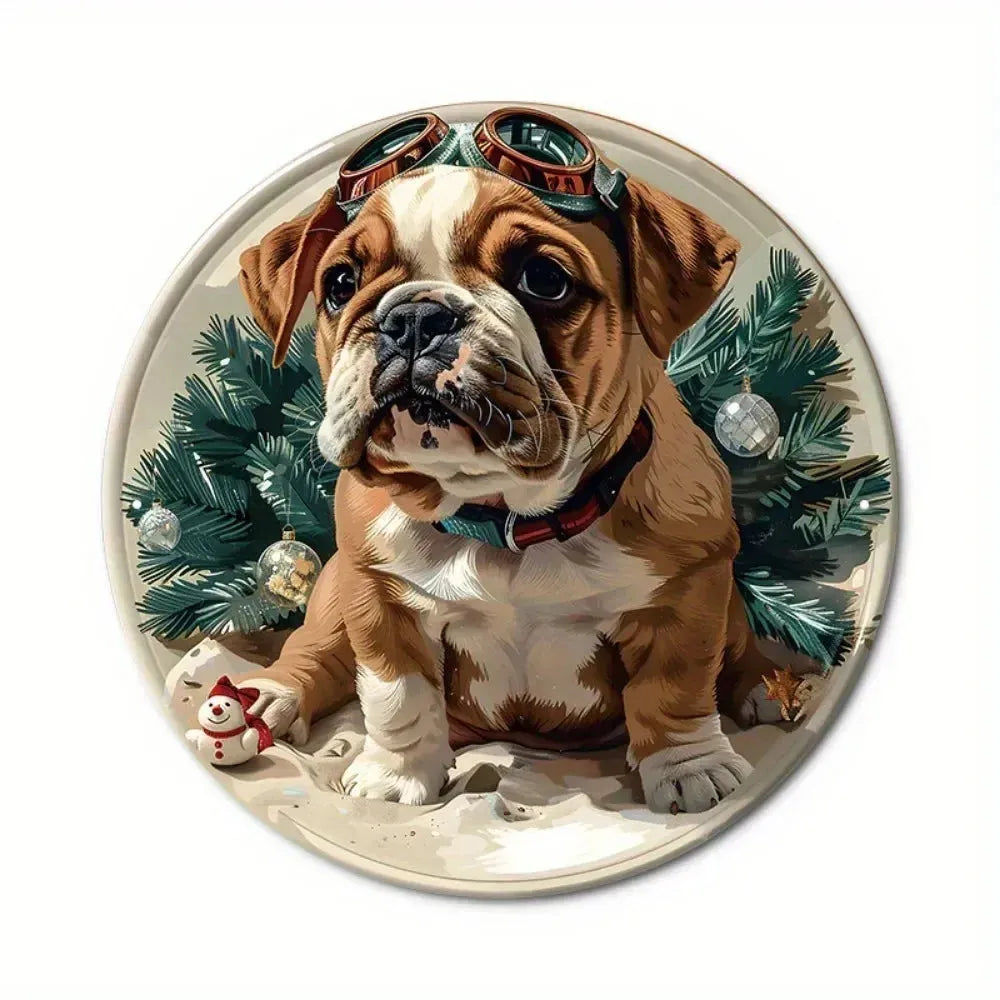 Pet Puppy Art Aesthetic Metal Round Plate Painting Vintage Wall Tin Sign Decor Custom Dog Tinplate Circle Plaque Home Decoration