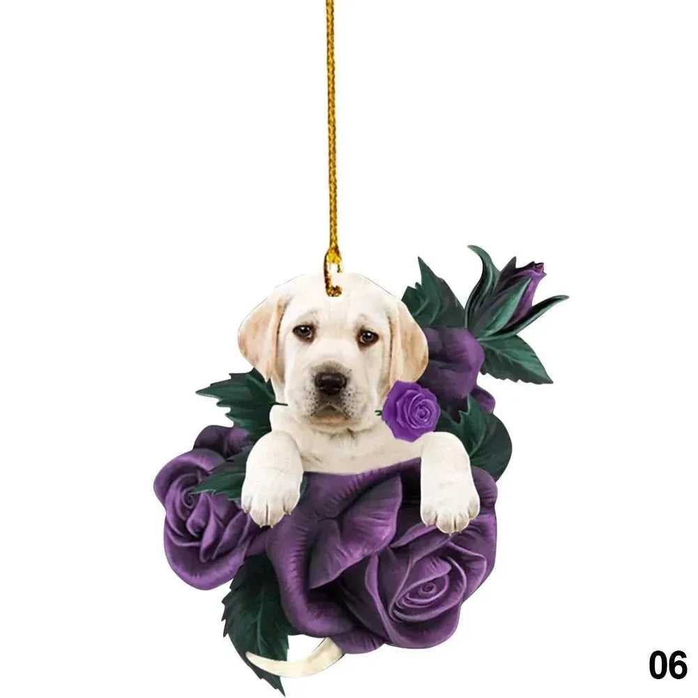 Cute Puppy Dog Rearview Mirror Pendant Dog Decoration Car For Car Pet Puppy Hanging Ornament Keychain Pendant Acrylic