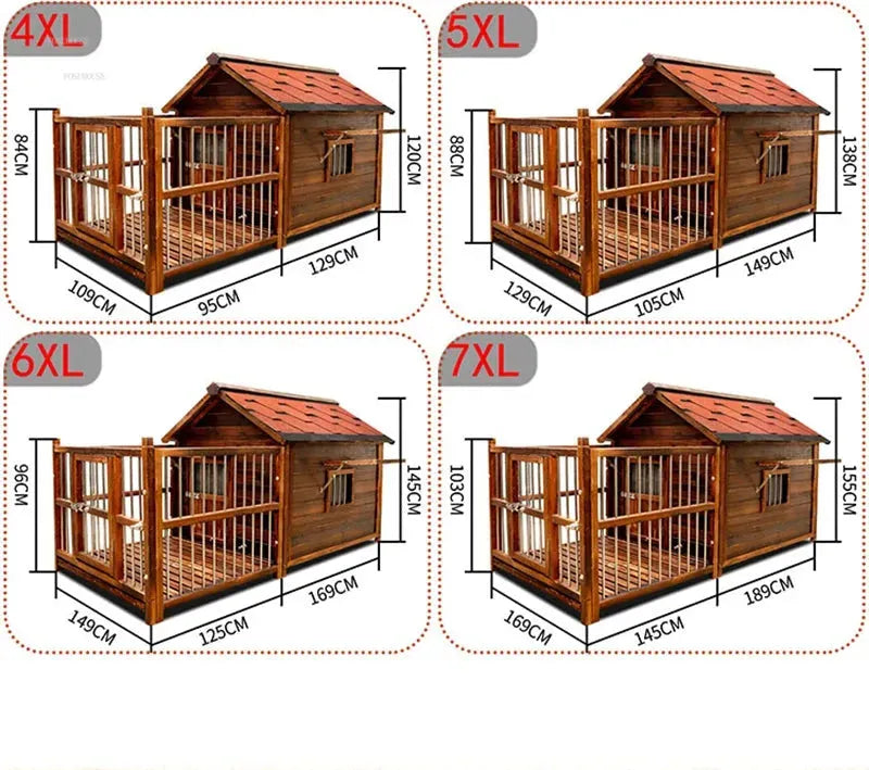 Home Solid Wood Dog Houses Outdoor Rainproof Pet Kennel Indoor Winter Warm Dog House Large Dog Waterproof Four Seasons Universal