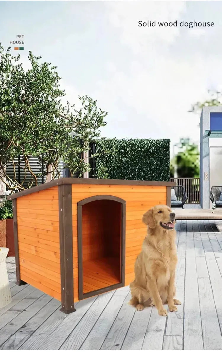 Solid Wooden Dog House Waterproof Outdoor Kennel Cage Small Large Breed Dogs Dog House Samoyeds Kennel Pet House H