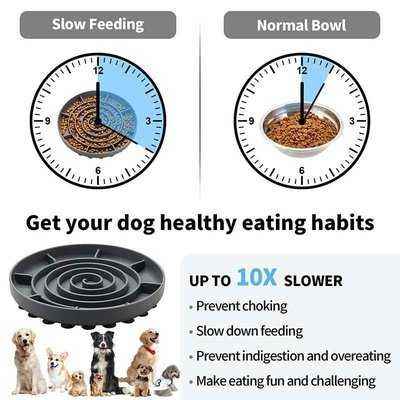 Pet Dog Slow Feeder Bowl Puppy Non Slip Puzzle Bowl Anti-Gulping Pet Slower  Food Feeding