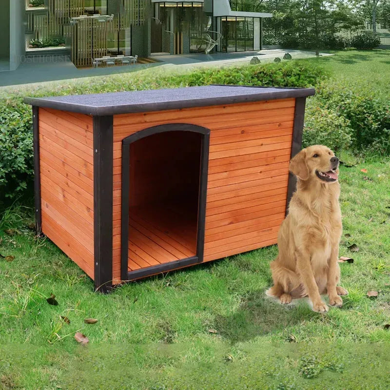 Solid Wooden Dog House Waterproof Outdoor Kennel Cage Small Large Breed Dogs Dog House Samoyeds Kennel Pet House H