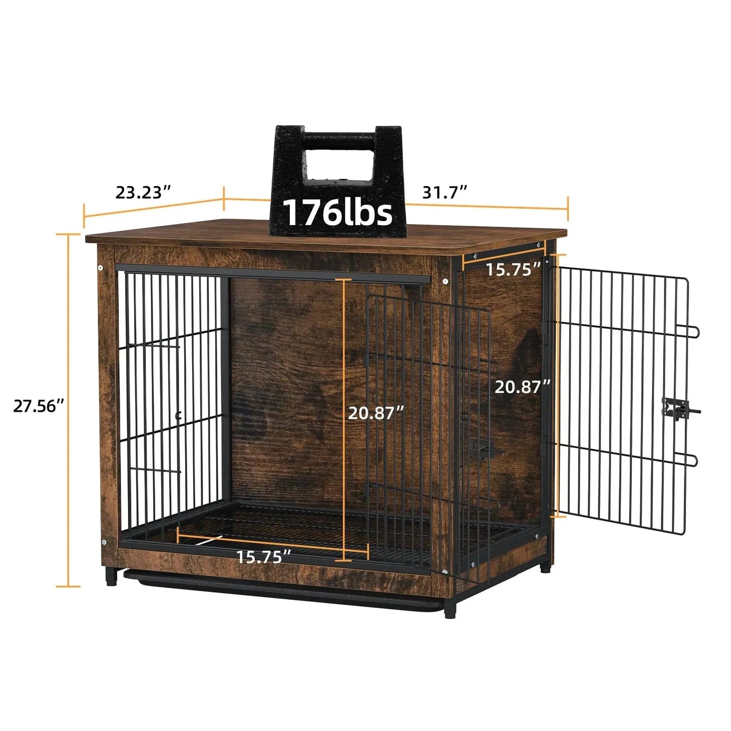 Spacious Dog Cage Furniture End Table Pet Kennel Crate Indoor Wooden Furniture Brown Medium and Large Animal Cage