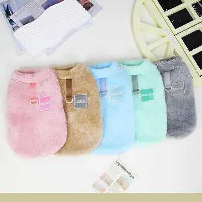 Warm Fur Dog Clothes Cute Puppy Cat T-Shirt Soft Plush Pet Clothing Small Medium Dogs Outfit For Cats Yorkshire Shih Tzu Perro