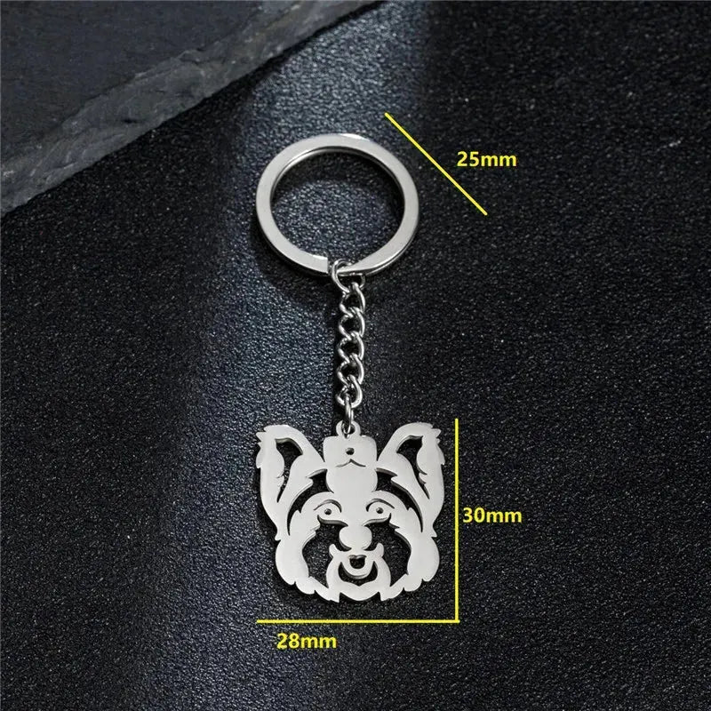 Stainless Steel Animal Keychain Cartoon Bulldog Key Rings Multiple Style Dog Keychains Key Holders Pendant Accessories Gift