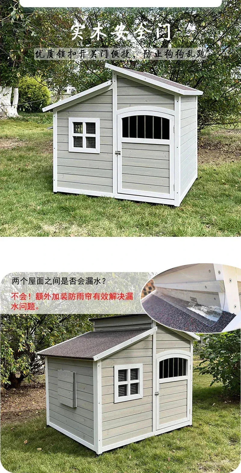 Four Seasons Universal Warm Large Dog House Wooden Dog Kennels Outdoor Rainproof Pet Kennel Indoor Garden Dog House Type Kennel