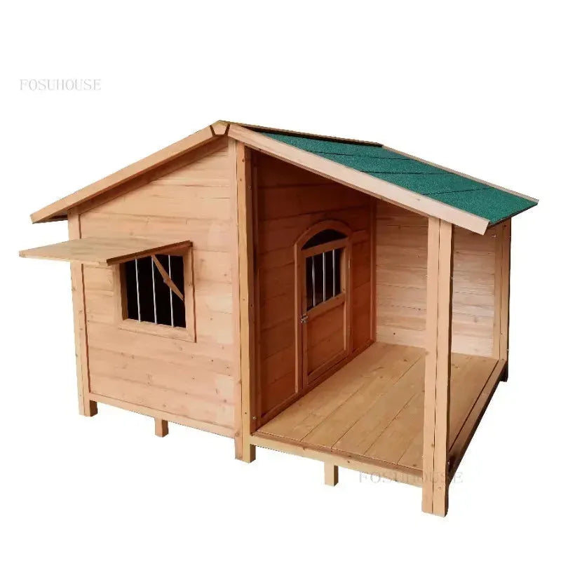 Outdoor Solid Wood Waterproof Dog Houses Large, Medium and Small Anti-corrosion Pet Houses Villa Indoor Dog House Kennels B