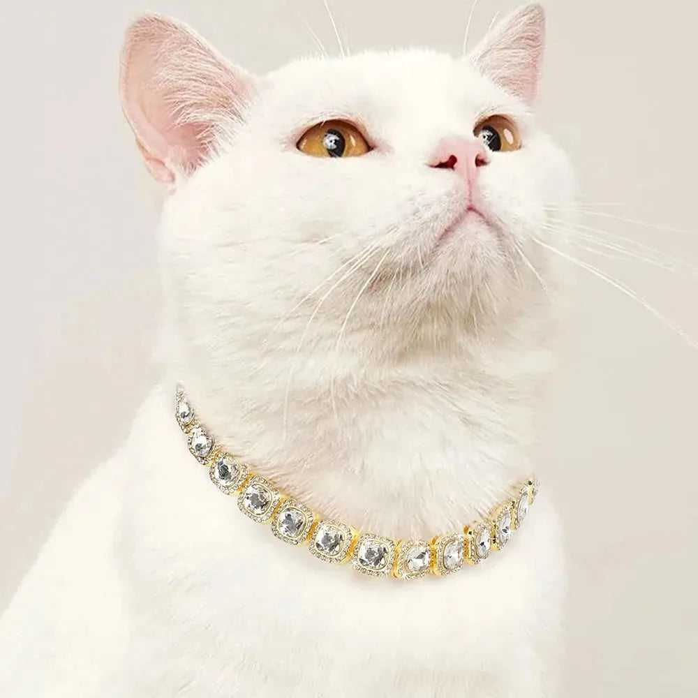 Bling Diamond Dog Chain Collar Crystal Rhinestone Pet Necklace Collar Luxury Shining Collars for Small Medium Dogs Cat Chihuahua